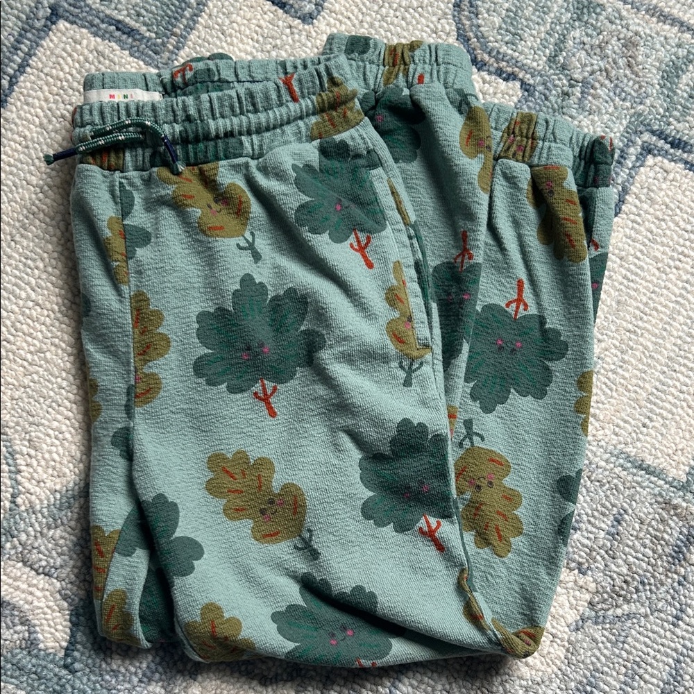 Mini Boden Green Leaf Print Kids Casual Bottoms